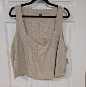 NWT Old Navy Beige Sleeveless Linen-Blend Crop Top in Size 2X